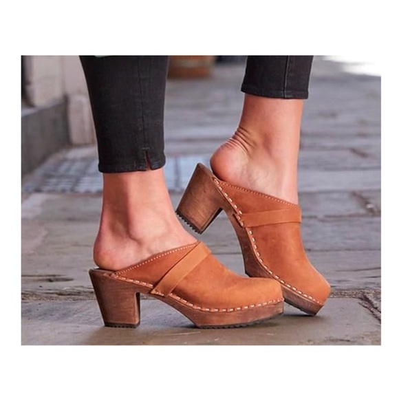 Lottas From Stockholm Swedish Oiled Nubuck Leather Mule Clogs Tan Brown Sz 10.5 - Picture 13 of 15